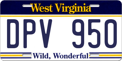 WV license plate DPV950