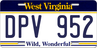 WV license plate DPV952
