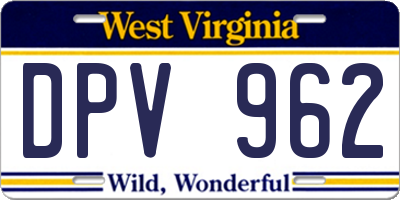 WV license plate DPV962