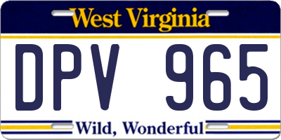 WV license plate DPV965