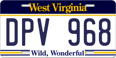 WV license plate DPV968