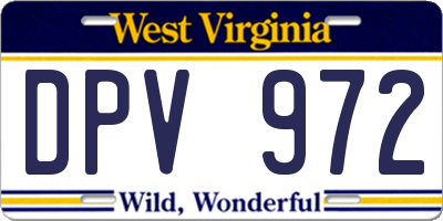 WV license plate DPV972