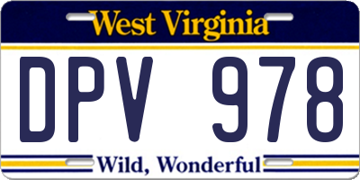 WV license plate DPV978