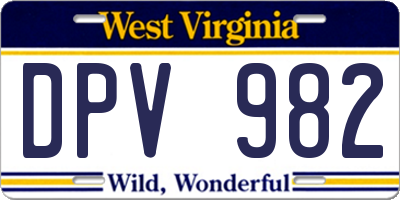 WV license plate DPV982