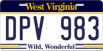 WV license plate DPV983