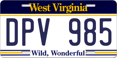 WV license plate DPV985