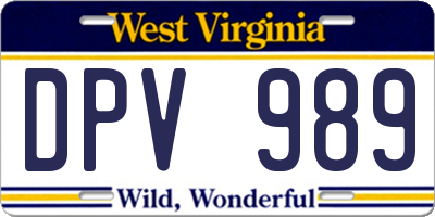 WV license plate DPV989