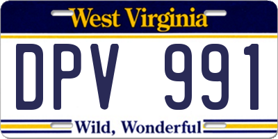 WV license plate DPV991