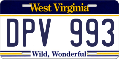 WV license plate DPV993