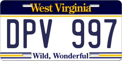 WV license plate DPV997