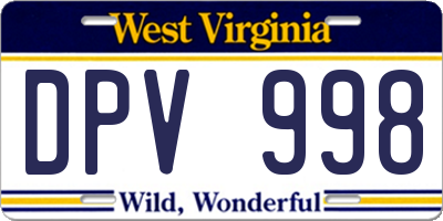 WV license plate DPV998