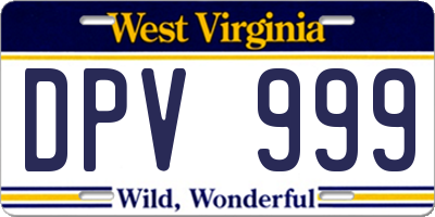 WV license plate DPV999