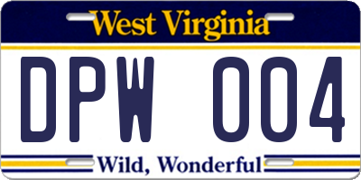WV license plate DPW004