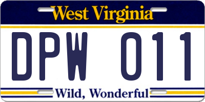 WV license plate DPW011