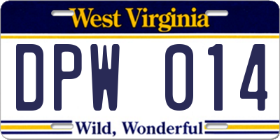 WV license plate DPW014