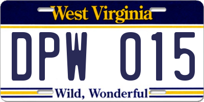 WV license plate DPW015