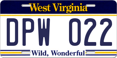 WV license plate DPW022