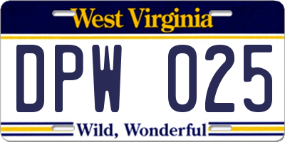 WV license plate DPW025