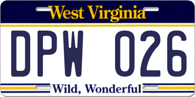 WV license plate DPW026