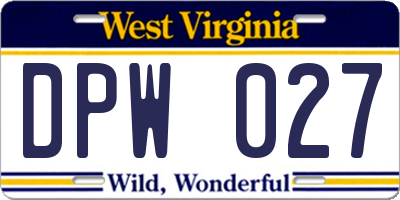 WV license plate DPW027