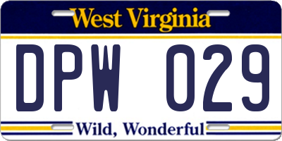 WV license plate DPW029