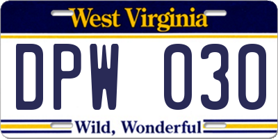 WV license plate DPW030