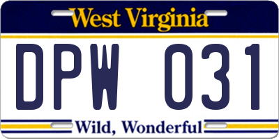 WV license plate DPW031