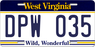 WV license plate DPW035