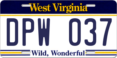 WV license plate DPW037
