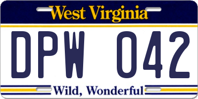 WV license plate DPW042