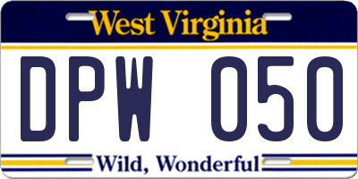 WV license plate DPW050
