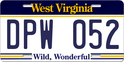 WV license plate DPW052