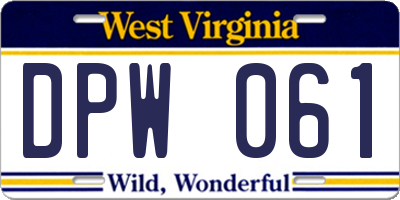 WV license plate DPW061