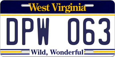 WV license plate DPW063