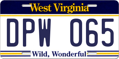 WV license plate DPW065