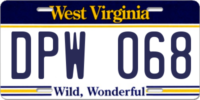 WV license plate DPW068