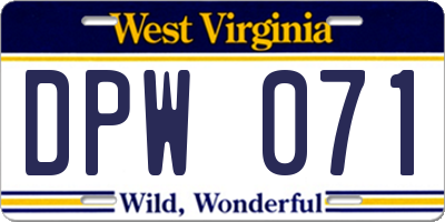 WV license plate DPW071