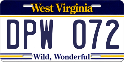 WV license plate DPW072