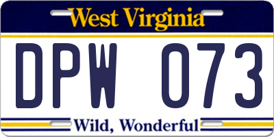 WV license plate DPW073