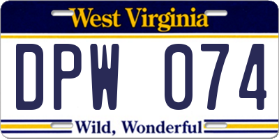WV license plate DPW074