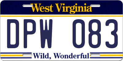 WV license plate DPW083