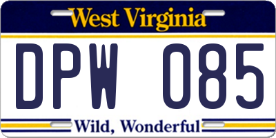 WV license plate DPW085