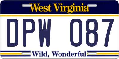 WV license plate DPW087