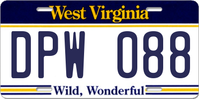 WV license plate DPW088