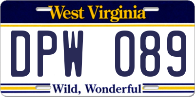 WV license plate DPW089