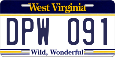 WV license plate DPW091