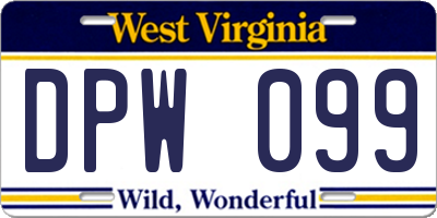 WV license plate DPW099