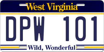 WV license plate DPW101