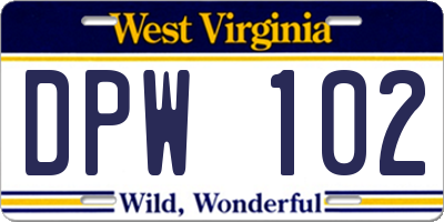 WV license plate DPW102