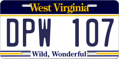 WV license plate DPW107
